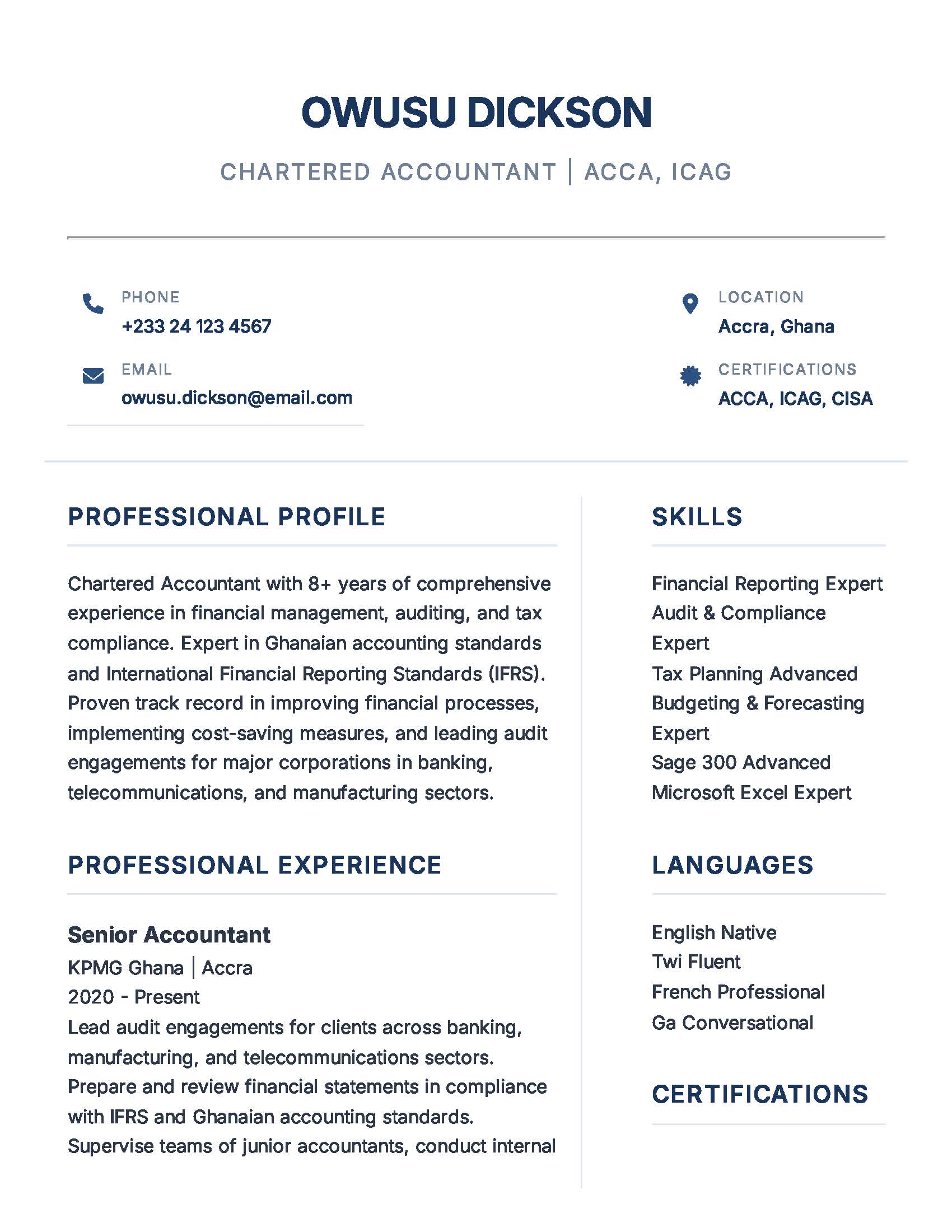 Minimal CV